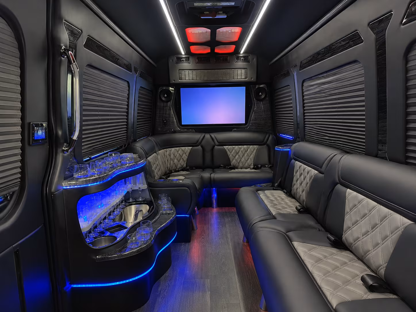 menifee 50 passenger party bus inside